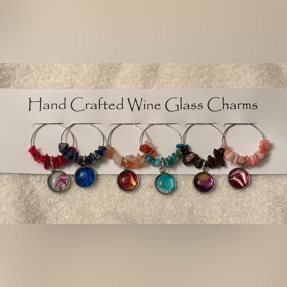 Handcrafted Wine Glass Charms Set - Multicolor